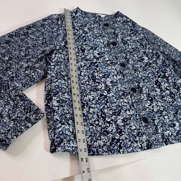 J Jill Jacket Womens 2X Blue Quilted Floral Button Up Granny Boho Long Sleeve - Picture 7 of 13